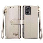 For Motorola Moto G Power 5G 2024 Love Zipper Lanyard Leather Phone Case(Gray)