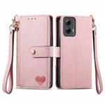 For Motorola Moto G Power 5G 2024 Love Zipper Lanyard Leather Phone Case(Pink)