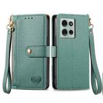 For Motorola Moto G75 5G Love Zipper Lanyard Leather Phone Case(Green)