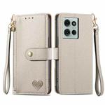 For Motorola Moto G75 5G Love Zipper Lanyard Leather Phone Case(Gray)