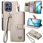 For Motorola Moto S50 Love Zipper Lanyard Leather Phone Case(Gray)