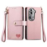 For OPPO Reno11 Pro 5G Global Love Zipper Lanyard Leather Phone Case(Pink)