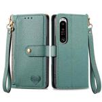 For Sony Xperia 1 IV Love Zipper Lanyard Leather Phone Case(Green)