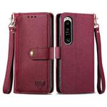 For Sony Xperia 1 IV Love Zipper Lanyard Leather Phone Case(Red)