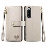 For Sony Xperia 5 IV Love Zipper Lanyard Leather Phone Case(Gray)