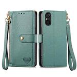 For Sony Xperia 5 V Love Zipper Lanyard Leather Phone Case(Green)