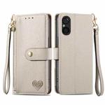 For Sony Xperia 5 V Love Zipper Lanyard Leather Phone Case(Gray)