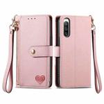 For Sony Xperia 10 IV Love Zipper Lanyard Leather Phone Case(Pink)