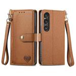 For Sony Xperia 1 VI Love Zipper Lanyard Leather Phone Case(Brown)