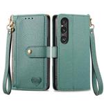 For Sony Xperia 1 VI Love Zipper Lanyard Leather Phone Case(Green)