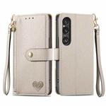 For Sony Xperia 5 VI Love Zipper Lanyard Leather Phone Case(Gray)