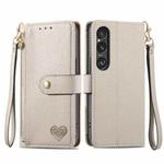 For Sony Xperia 10 VI Love Zipper Lanyard Leather Phone Case(Gray)