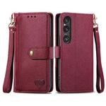 For Sony Xperia 10 VI Love Zipper Lanyard Leather Phone Case(Red)