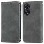 For OPPO A58 4G Retro Skin Feel Magnetic Flip Leather Phone Case(Grey)