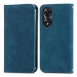 For OPPO A58 4G Retro Skin Feel Magnetic Flip Leather Phone Case(Blue)
