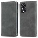 For OPPO A78 4G Retro Skin Feel Magnetic Flip Leather Phone Case(Grey)