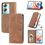 For OPPO A2  5G Retro Skin Feel Magnetic Flip Leather Phone Case(Brown)