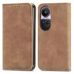 For OPPO Reno10 Pro Global Retro Skin Feel Magnetic Flip Leather Phone Case(Brown)