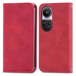 For OPPO Reno10 Pro Global Retro Skin Feel Magnetic Flip Leather Phone Case(Red)