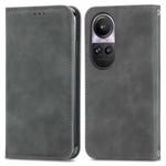 For OPPO Reno10 Pro Global Retro Skin Feel Magnetic Flip Leather Phone Case(Grey)