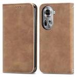 For OPPO Reno11 5G EU Retro Skin Feel Magnetic Flip Leather Phone Case(Brown)