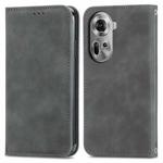 For OPPO Reno11 5G EU Retro Skin Feel Magnetic Flip Leather Phone Case(Grey)