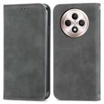 For OPPO Reno12 F Retro Skin Feel Magnetic Flip Leather Phone Case(Grey)