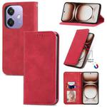 For OPPO A3X Retro Skin Feel Magnetic Flip Leather Phone Case(Red)