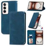 For OPPO Reno12 Pro Global Retro Skin Feel Magnetic Flip Leather Phone Case(Blue)