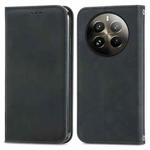 For  Realme 12+ Retro Skin Feel Magnetic Flip Leather Phone Case(Black)