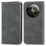 For  Realme 12+ Retro Skin Feel Magnetic Flip Leather Phone Case(Grey)