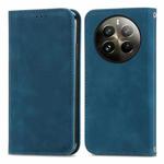 For  Realme 12+ Retro Skin Feel Magnetic Flip Leather Phone Case(Blue)