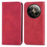 For  Realme 12 Pro+ Retro Skin Feel Magnetic Flip Leather Phone Case(Red)