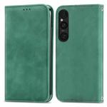 For Sony Xperia 1 V Retro Skin Feel Magnetic Flip Leather Phone Case(Green)