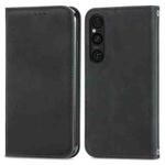 For Sony Xperia 1 V Retro Skin Feel Magnetic Flip Leather Phone Case(Black)