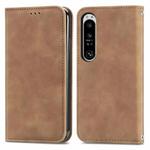 For Sony Xperia 1 IV Retro Skin Feel Magnetic Flip Leather Phone Case(Brown)