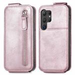 For Samsung Galaxy S24 Ultra 5G Zipper Wallet Vertical Flip Leather Phone Case(Pink)