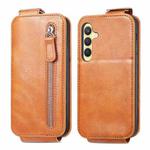 For Samsung Galaxy S24+ 5G Zipper Wallet Vertical Flip Leather Phone Case(Brown)