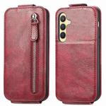 For Samsung Galaxy S24+ 5G Zipper Wallet Vertical Flip Leather Phone Case(Red)