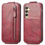 For Samsung Galaxy S24 5G Zipper Wallet Vertical Flip Leather Phone Case(Red)