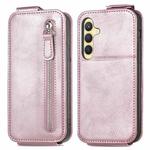 For Samsung Galaxy S24 5G Zipper Wallet Vertical Flip Leather Phone Case(Pink)