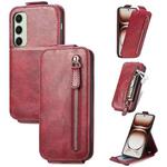 For Samsung Galaxy S24 FE 5G Zipper Wallet Vertical Flip Leather Phone Case(Red)