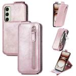 For Samsung Galaxy S24 FE 5G Zipper Wallet Vertical Flip Leather Phone Case(Pink)