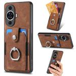 For Huawei nova 11 Retro Skin-feel Ring Card Wallet Phone Case(Brown)