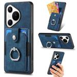 For Huawei Pura 70 Pro Retro Skin-feel Ring Card Wallet Phone Case(Blue)