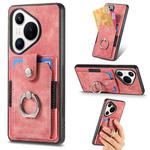 For Huawei Pura 70 Pro Retro Skin-feel Ring Card Wallet Phone Case(Pink)