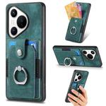 For Huawei Pura 70 Pro+ Retro Skin-feel Ring Card Wallet Phone Case(Green)