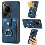 For Huawei Pura 70 Ultra Retro Skin-feel Ring Card Wallet Phone Case(Blue)