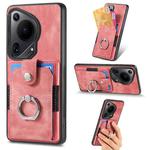 For Huawei Pura 70 Ultra Retro Skin-feel Ring Card Wallet Phone Case(Pink)