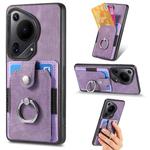 For Huawei Pura 70 Ultra Retro Skin-feel Ring Card Wallet Phone Case(Purple)